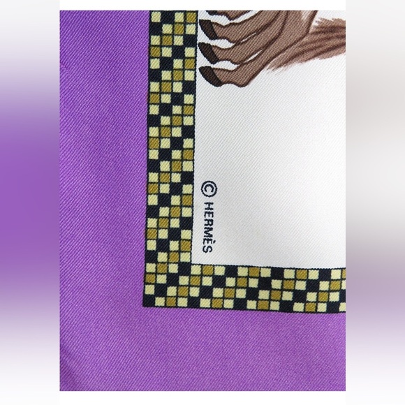 Elegant Purple and White Equestrian Scarf - Picture 9 of 11